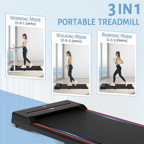 Sperax Walking Vibration Pad with APP, 3 in 1 Under Desk Treadmill, 2.5HP Low Noise Walking Treadmill Pad with Remote Control,Portable Treadmills for Home Office