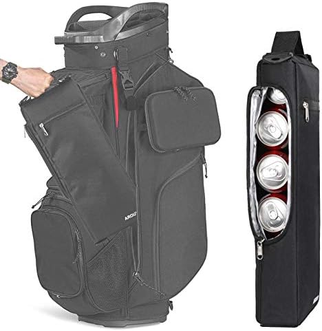 AROUY Golf Cooler Bag - Accessories for Men, Small Soft Insulated Beer Cooler Holds 6 Pack of Cans or Two Wine Bottles, Sports Bag