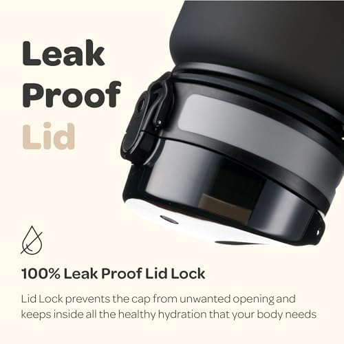 Hydracy Water Bottle with Time Marker -Large BPA Free Water Bottle & No Sweat Sleeve -Leak Proof Gym Bottle with Fruit Infuser Strainer & Times to Drink -Ideal for Fitness Sports & Outdoors