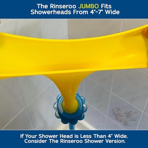 Rinseroo JUMBO Shower Cleaning Thing – Slip-On Handheld Hose Attachment for Fast, Mess-Free Shower Wall Rinsing–6 Ft Hose, Fits Up to 7" Shower Head–Temporarily Converts Standard Shower into Handheld