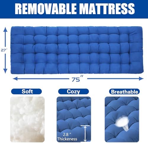 Cot Camping Cot with Thick Pad Cots for Sleeping Camping Bed Folding Cot 450LBS(Max Load) Comfortable Double Layer Oxford Heavy Duty with Carry Bag for Home Outdoor Travel