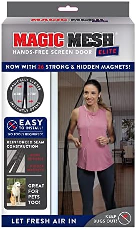 Magic Mesh Elite | Magnetic Screen Door, Heavy Duty, Magnetic Closure, Door Net, Patio Screen, Sliding Door Screen, Bug Screen for Doorways, Kid & Pet Friendly | Size 39" x 83" (Pack of 1)