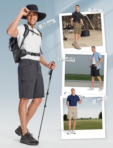 Moosehill Mens Cargo Hiking Shorts Lightweight Water Resistant for Casual Golf Work Tactical Fishing with 6 Pockets