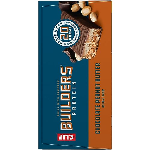 CLIF BUILDERS Protein Bars - Chocolate Peanut Butter Flavor - 20g Plant Based Protein - Gluten Free - Non-GMO - Low Glycemic - No Artificial Sweeteners - Value Pack, 2.4 oz. (12 Count)