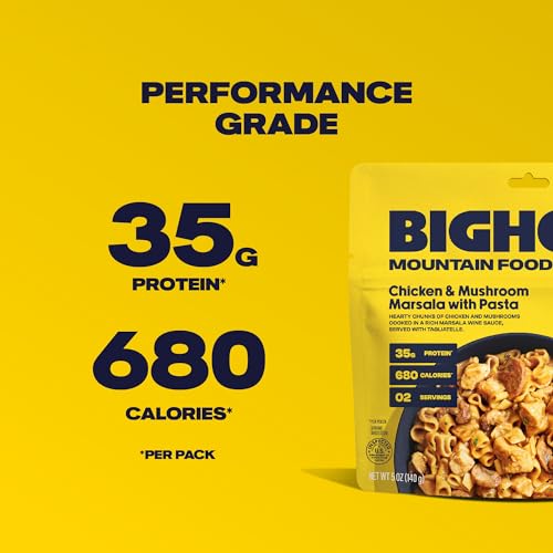 BIGHORN Mountain Food Chicken And Mushroom Marsala with Pasta - Premium Freeze Dried Meals for Camping Food - Dehydrated Camping Food for Backpacking Meals - 2 Servings