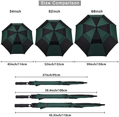 G4Free 47/54/62/68 Inch Automatic Open Golf Umbrella Oversize Extra Large Double Canopy Vented Windproof Waterproof Stick Umbrellas
