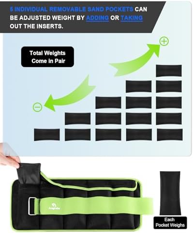 Fragraim Adjustable Ankle Weights 1-3/4/5/6/8/10/12/15/20 LBS Pair with Removable Weight for Jogging, Gymnastics, Aerobics, Physical Therapy