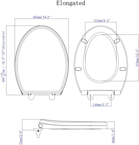 Hibbent Premium Round Toilet Seat with Cover Quiet Close, One-Click to Quick Release, Easy Installation Non-Slip Seat Bumpers, Slow Close Toilet Seat and Cover, Easy Cleaning-White Color