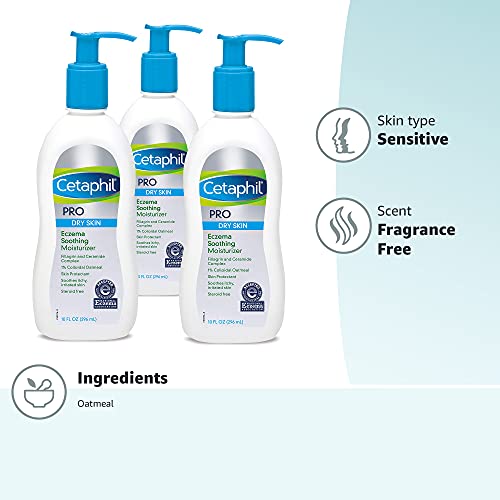 Cetaphil RESTORADERM Itch Control Moisturizing Lotion, 10 fl oz (Pack of 3), Soothes Dry, Irritated, Eczema Prone Skin, No Added Fragrance, (Packaging May Vary)