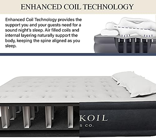 King Koil Premium California King Size Air Mattress with Built-in High-Speed Pump Best for Home, Camping & Guests, 20" Double High Airbed Adjustable Blow Up Mattress, Waterproof, 1-Year Warranty