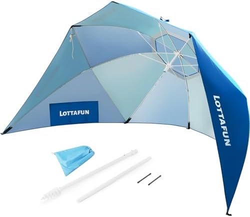 Beach Shelter Umbrella Premiere UPF 50+ Umbrella Shelter for Sun and Rain Protection for Adult (10-Foot, Blue Green)