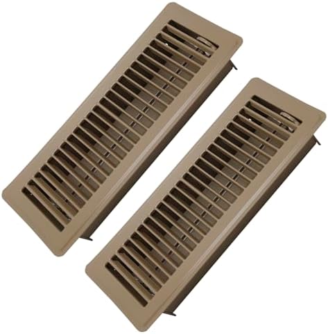 4" x 12" Floor Register 2 Pack - Heavy Duty Steel Walkable Floor Vents - Easy Adjust Air Supply Lever - Vent Covers for Home (Brown)
