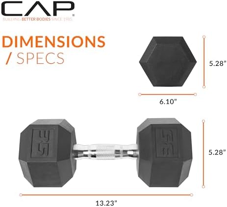 CAP Barbell Coated Hex Dumbbell Weight | Multiple Options