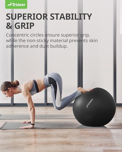 Trideer Extra Thick Yoga Ball Exercise Ball, 5 Sizes Gym Ball, Heavy Duty Ball Chair for Balance, Stability, Pregnancy, Quick Pump Included