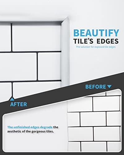 Art3d 25 Ft Peel and Stick Trim for Backsplash Tile Edge, Self-Adhesive Liner for Corner Decor in White