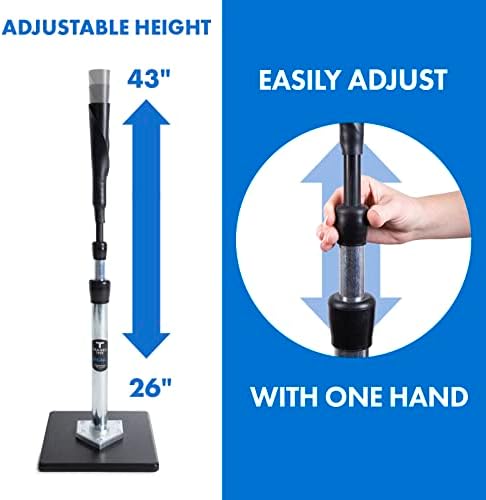 Tanner Tee The Original Batting Tee – Adjustable Pro Hitting Tee for Baseball & Softball, Steel Shaft, Composite Base, Hand-Rolled Rubber Top, 26"-43" Height