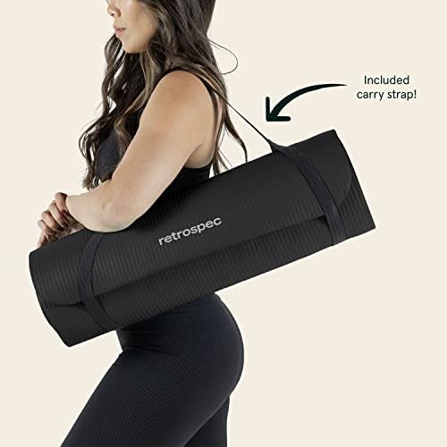 Retrospec Solana Yoga Mat 1" Thick With Nylon Carry Strap for Men & Women - Non Slip Exercise Mat for Home Yoga, Pilates, Stretching, Floor & Fitness Workouts