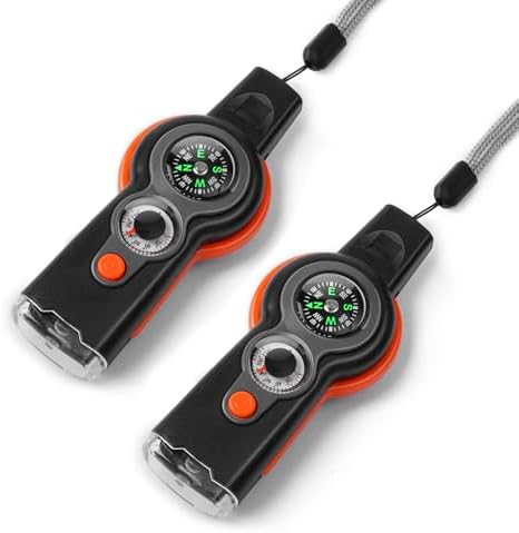 Emergency Survival Function Whistle, Outdoor Multifunctional Tool Safety Whistle with Lanyard, Ideal for Kayaking, Boating, Hiking, Camping, Climbing, Hunting, Fishing