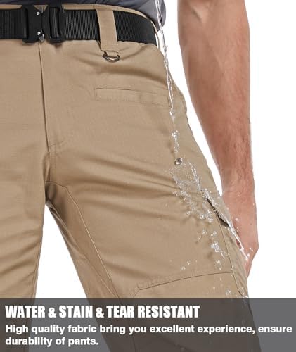Men's Cargo Work Pants Ripstop Water Resistant Hiking Tactical Military Army Pants with Multi Pockets