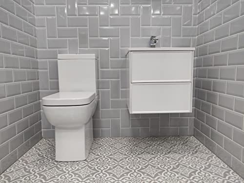 Grehge Blue Ceramic Wall Tile Subway Brick Effect with Bevelled Edges, Kitchen Bathroom Tiles, Gloss Finish, 1m2, Box of 50 – 100mm x 200mm