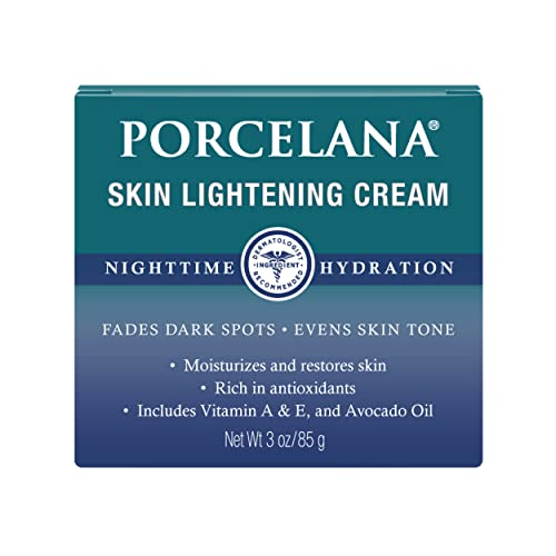Porcelana Nighttime Cream - Fades Dark Spots, Acne Scarring, Melasma & Other Discoloration - Evens Facial Tone - Extreme Moisturizer with Vitamins & Antioxidants (3 oz, Pack of 1)