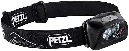 PETZL ACTIK CORE Headlamp - Rechargeable, Compact 450 Lumen Light with Red Lighting for Hiking, Climbing, and Camping - Black