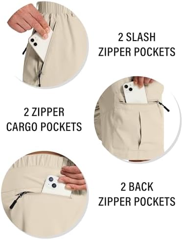 Mens Hiking Cargo Shorts with 6 Zipper Pockets 9" Quick-Dry Lightweight Short for Golf Casual Fishing