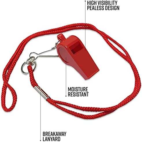 Lifeguard Fanny Pack Red with Whistle Lanyard - Baywatch Style First Aid Hip Pack, Adjustable Strap, Cross Logo + Zipper Pouch, 10 Pack