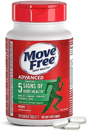 Move Free Advanced Glucosamine Chondroitin MSM Joint Support Supplement, Supports Mobility Comfort Strength Flexibility & Bone - 120 Tablets (40 servings)*