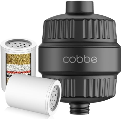 Cobbe Shower Filter for Hard Water - High Output Shower Filter for Removing Chlorine and Harmful Substances, Matte Black