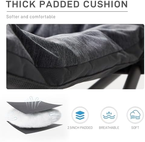 EVER ADVANCED Double Camping Chair for Adults, Padded Folding Camping Love Seat Bench with Side Pocket Portable Camping Couch, Two Person Heavy Duty Folding Outdoor Chair with Cushion,Support 600lbs