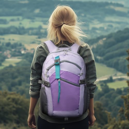 Small Hiking Backpack, 20L Lightweight Travel Backpack with Phone Pocket, Hiking Daypack for Women Men,Purple