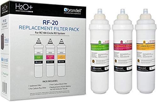Brondell RF-20 Water Filter Replacement for Circle, Sediment and Carbon Block, Under Sink Reverse Osmosis Filtration System, Lasts 6 Months