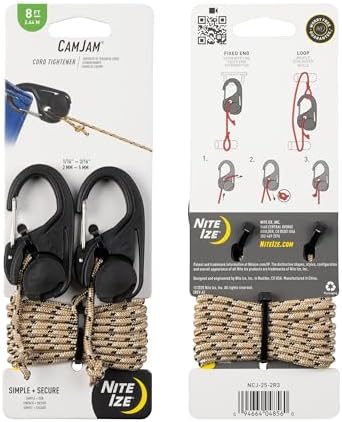 Nite Ize CamJam Cord Tightener with 8 Foot Rope - 6 Count (3 Pack)