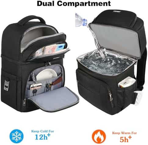 Cooler Backpack,Insulated Backpack Cooler Leakproof Double Deck Cooler Bag for Men Women RFID Lunch Backpack