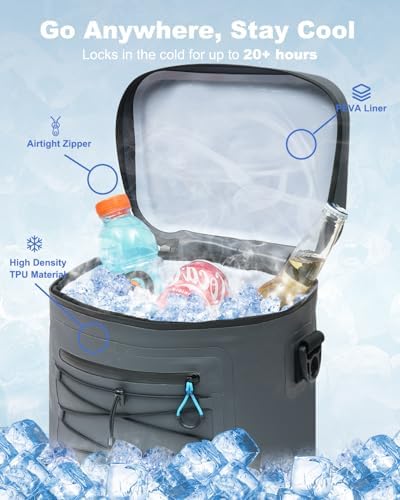 Cooler Bag, 8/16/30 Can Soft Sided Small Portable Insulated Cooling Pack, Everyday Lunch Cooler, Leakproof Ice Chest for Beach, Camping, Travel, Picnic