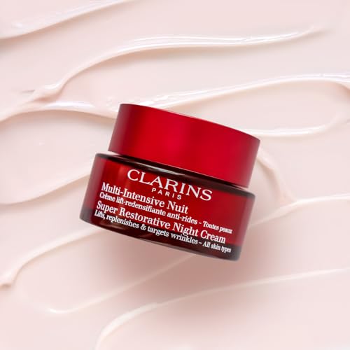 Clarins Super Restorative Night Cream | Anti-Aging Moisturizer For Mature Skin Weakened By Hormonal Changes | Illuminates & Densifies Skin | Lifts & Tones | Targets Spots & Wrinkles | 1.7 Ounces