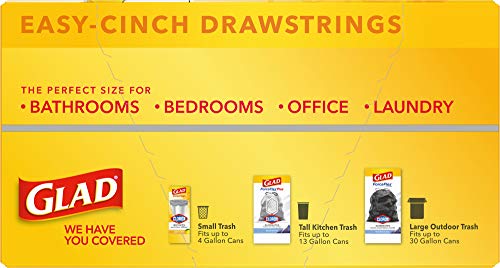 Glad Small Trash Bags 4 Gallon, Lemon Fresh Bleach Garbage Bags, Odor Resistant with Drawstring, 80 Count