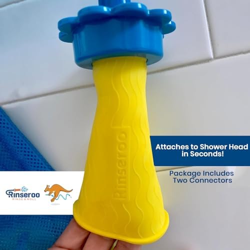 Rinseroo JUMBO Shower Cleaning Thing – Slip-On Handheld Hose Attachment for Fast, Mess-Free Shower Wall Rinsing–6 Ft Hose, Fits Up to 7" Shower Head–Temporarily Converts Standard Shower into Handheld