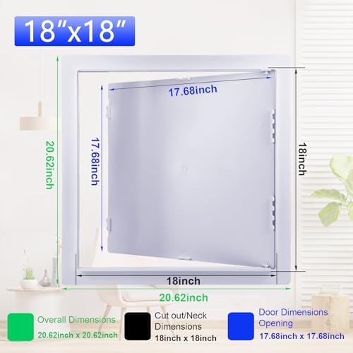 Suteck Plumbing Access Panel for Drywall Ceiling 18 x 18 Inch Reinforced Plastic Wall Access Doors Removable Hinged White
