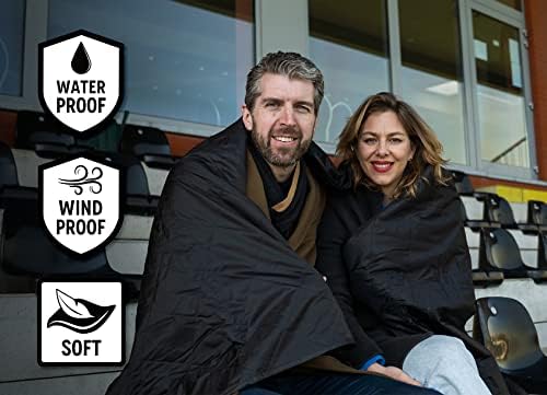 Waterproof Outdoor Blanket Large Fleece Stadium & Camping Blankets for Cold Weather. Perfect for Outdoors, Car, Dogs, Picnic. Windproof, Quilted, Extra Warm, Machine Washable.