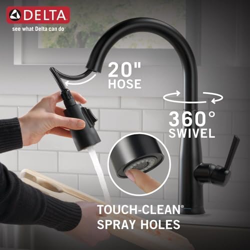 Delta 9113T-BL-DST Essa Kitchen Faucet, Touch2O, Matte Black
