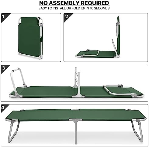 MoNiBloom Lightweight Folding Camping Cot Bed, Ultralight Folding Portable Compact Cots for Outdoor Travel Base Camp Hiking Mountaineering Lightweight Backpacking, Weight Capacity 195 lbs, Blue
