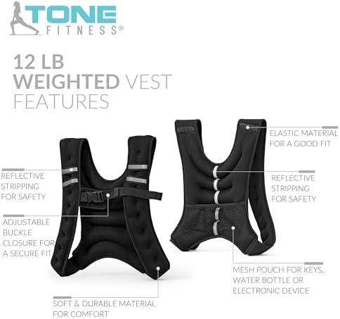 Tone Fitness Weighted Vest | 8lb or 12lb | Multiple Options