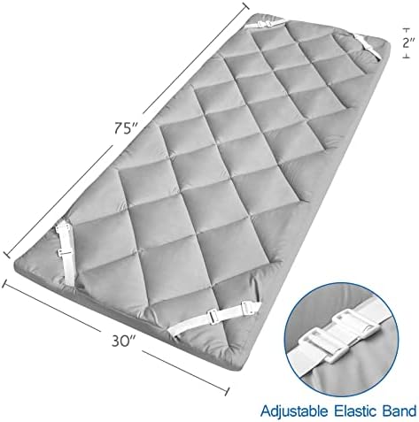 Cot Mattress Pad (Improved Thickness) Quilted Cot Pads for Camping, Sleeping Mattress Topper 30" X 75" for Camp/Rv Bunk/Narrow Twin Beds