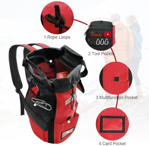 AOLEBA Arborist Rope Storage Bag Tree Climbing Rock Rope Bucket Backpack Rope Storage Bag Large Capacity 1680D Thicken Nylon Material with Hand Straps, Side Pockets