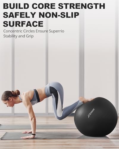 Trideer Extra Thick Yoga Ball Exercise Ball, 5 Sizes Gym Ball, Heavy Duty Ball Chair for Balance, Stability, Pregnancy, Quick Pump Included