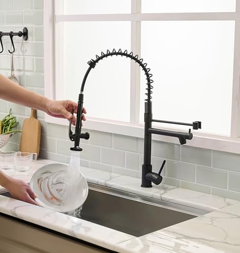 Fapully Black Kitchen Faucet,Commercial Pull Down Kitchen Sink Faucet with Sprayer