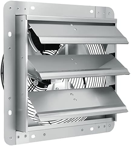 VEVOR 12'' Shutter Exhaust Fan, High-speed 1000 CFM, Aluminum Wall Mount Attic Fan with AC-motor, Ventilation and Cooling for Greenhouses, Garages, Sheds, Shops, FCC
