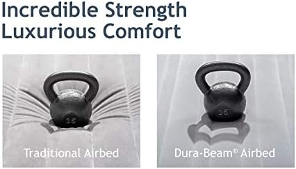 Intex 64417ED 22in Queen Dura-Beam Comfort Plush High-Rise Inflatable Air Mattress with Built in Pump for Travel and Camping, 600lb Weight Capacity